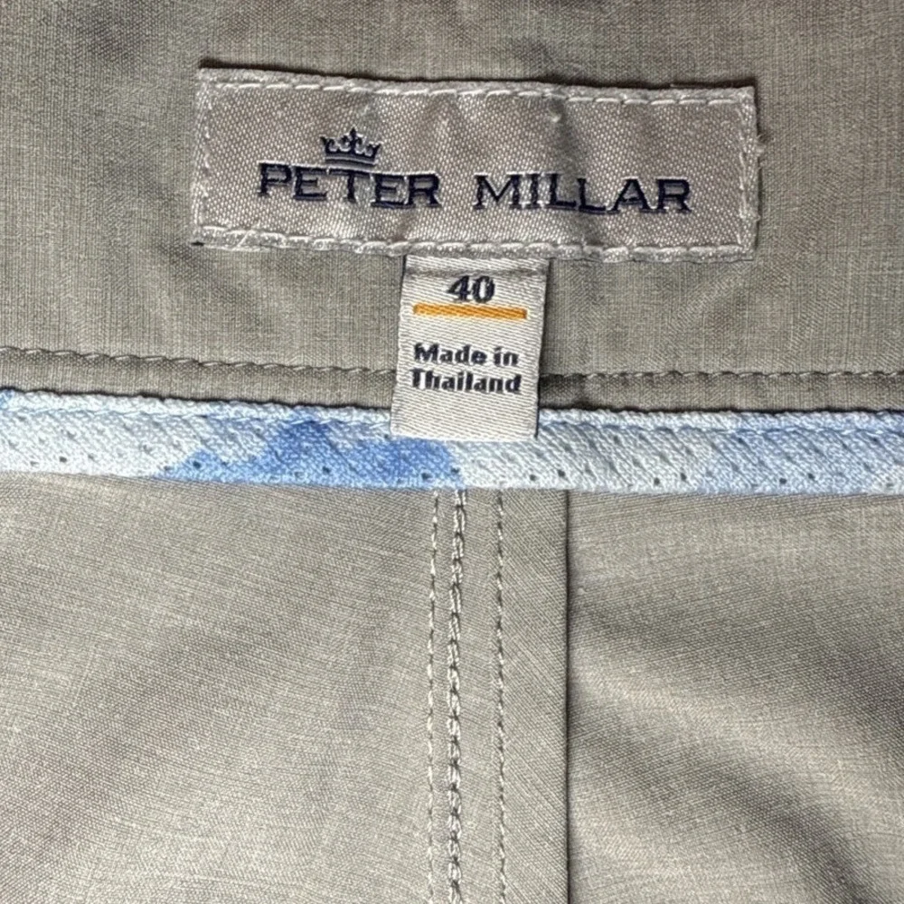 Peter Millar Performance Shorts Mens 40 Gray Flat Front Golf Tech Coastal Summer